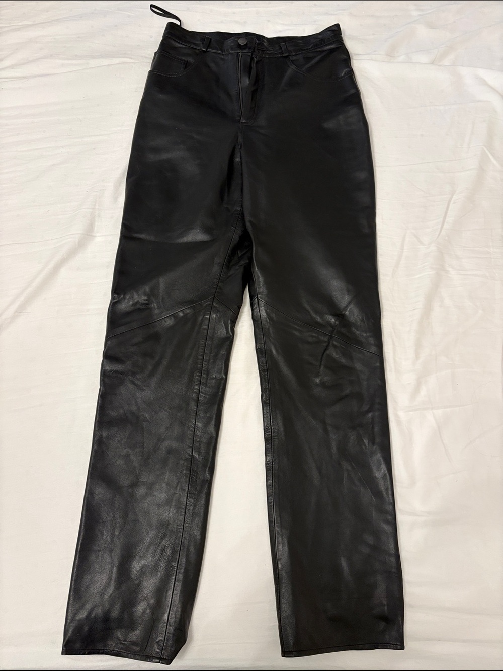 Vakko Black Leather Pants with Branded Interior Label